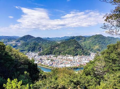 伊豆下田寝姿山五島慶太顕彰碑裏からの眺望 寝姿山,下田,静岡県の写真素材