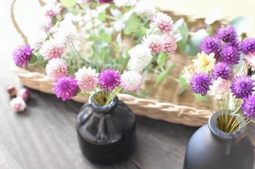 可愛らしいお花さん達と 千日紅 手作り 可愛らしいお花さん達と 千日紅 手作りの写真