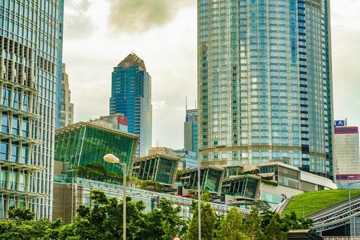 香港の高層ビルと緑化施設 香港,高層ビル,緑化施設の写真素材