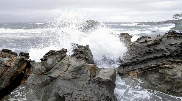 日本海の荒波「3」 海,海岸,日本海の写真素材