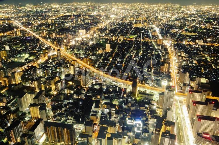 ハルカス300からの夜景・南方面 あべのハルカス,展望台,夜景の写真素材
