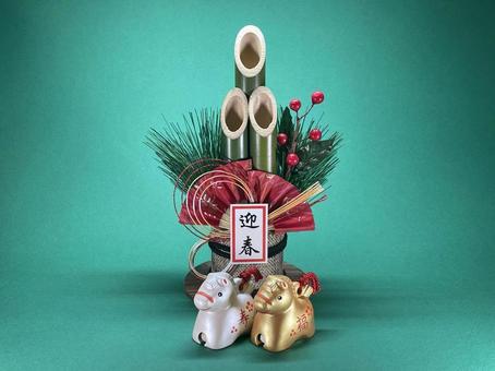 年賀状素材・干支・午年・門松 年賀状,年賀状素材,干支の写真素材