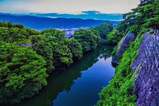 壮麗な高石垣が美しい、伊賀上野城 高石垣,城,堀の写真素材