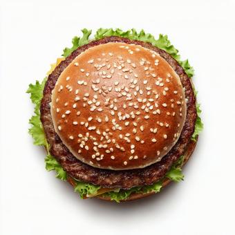 Top view of hamburger, hamburger, cheese, fast food, JPG