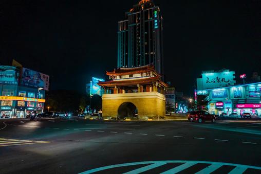 【台湾】新竹の街並み 台湾,新竹,夜景の写真素材
