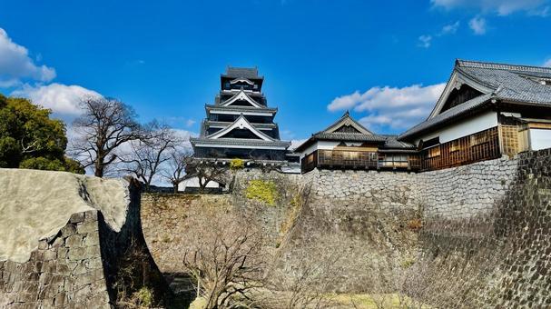 青空 青空 城,熊本城,天守閣の写真素材