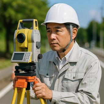 Middle-aged man checking safety, ai characters, real, people, JPG