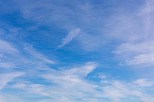 広大な青空と薄い雲のコピースペース 空,青空,雲の写真素材