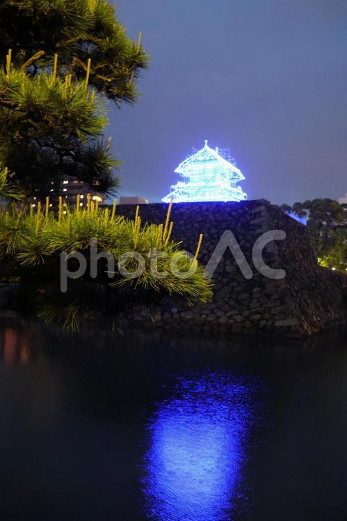 ５月中旬の高松城仮想天守閣のライトアップ 玉藻公園,高松城仮想天守閣,ライトアップの写真素材