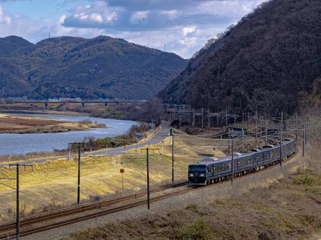 WEST EXPRESS 銀河 山陽本線 WEST EXPRESS 銀河 山陽本線 銀河,山陽本線,吉井川の写真素材