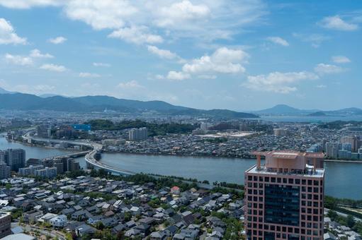 晴れた休日の博多のまち 福岡,博多,九州の写真素材