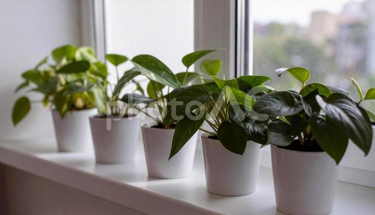 窓際の観葉植物・ミニ植物・ポトス 観葉植物,ポトス,ポトスエンジョイの写真素材