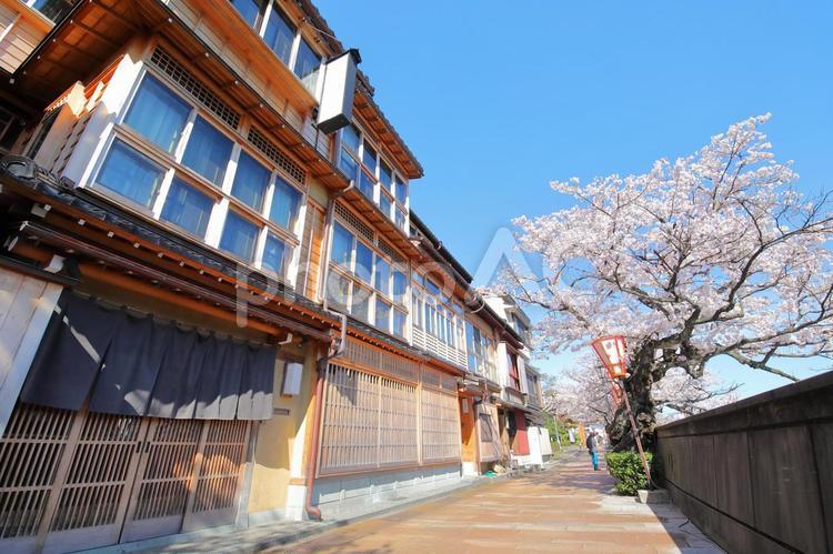 金沢市の主計町の茶屋の景色 アジア,日本,北陸の写真素材