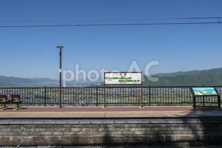JR篠ノ井線　姨捨駅 姨捨駅,絶景,日本三大車窓の写真素材