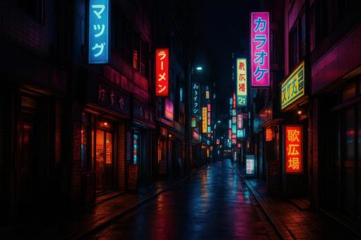 ネオン背景街角 ネオン背景街角の写真