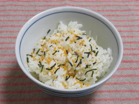 ごはん 白米,ふりかけ,ごはんの写真素材