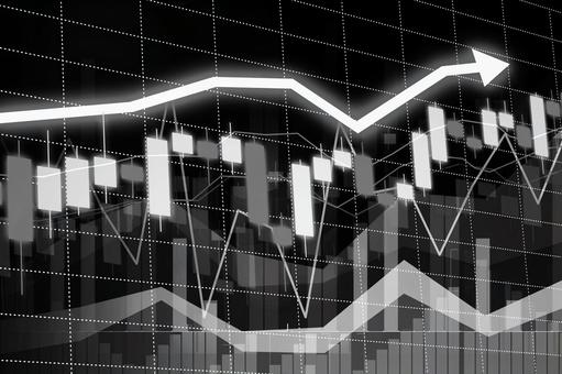 モノクロ株価上昇グラフ グラフ,チャート,株価の写真素材