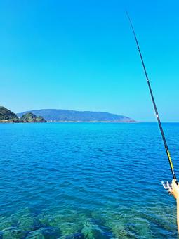 奄美大島　名瀬の海　釣り 奄美大島,奄美,名瀬の写真素材