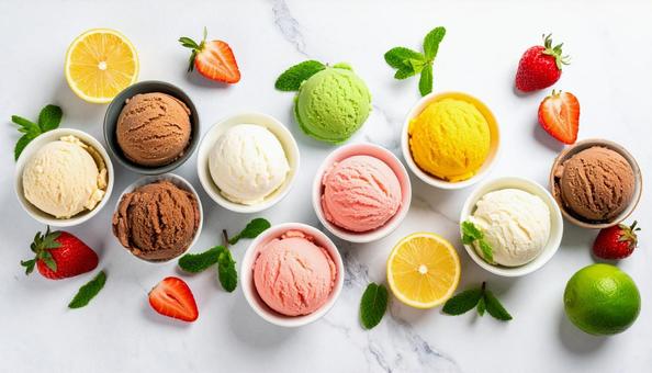 色々な味のシャーベット アイスクリーム 色々な味のシャーベット アイスクリームの写真