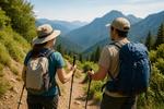 山の景色をふたりじめ！絶景ハイキング日和 登山,ハイキング,夏の写真素材