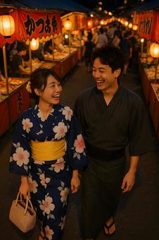 夏まつり 浴衣カップル2 夏まつり 浴衣カップル2の写真