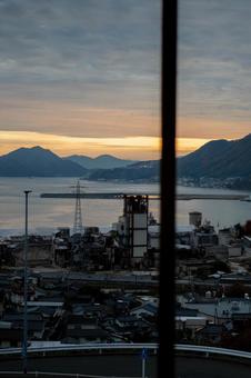 「道の駅 みはら神明の里」からの景色 三原,広島県,三原の街並みの写真素材