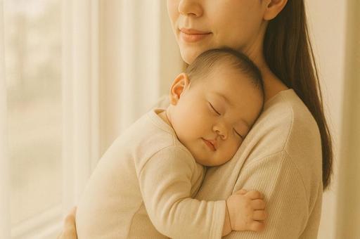 気持ちよさそうに眠る赤ちゃんの写真