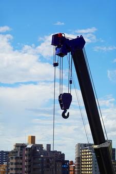 Photo, crane, townscape, street, 