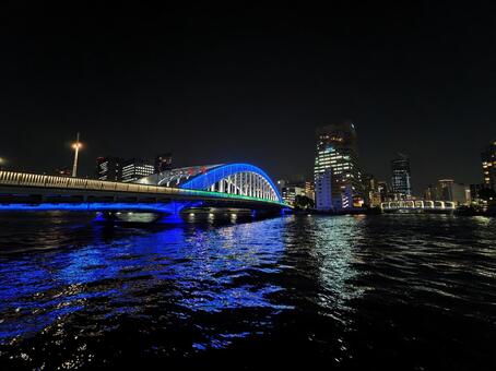 永代橋　夜景　2025年11月 永代橋,隅田川,東京の写真素材