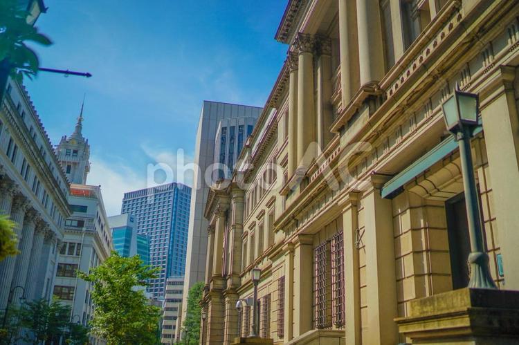 日本銀行（本店）の外壁 日本銀行,銀行,日本銀行本店の写真素材