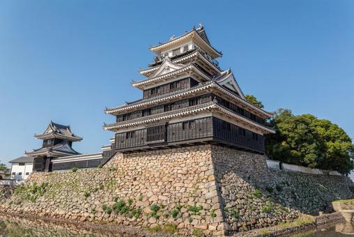 大分県の青空の下の中津城(扇城) 大分県の青空の下の中津城(扇城) 晴れ,日本,大分県の写真素材