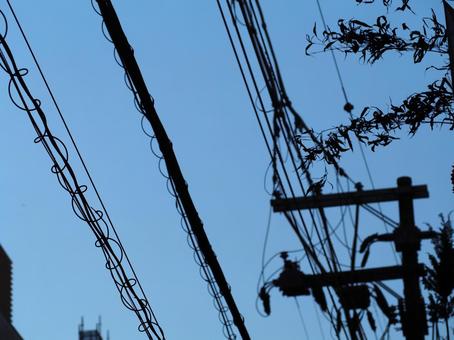 electric wire, wire, telegraph pole, sky, JPG