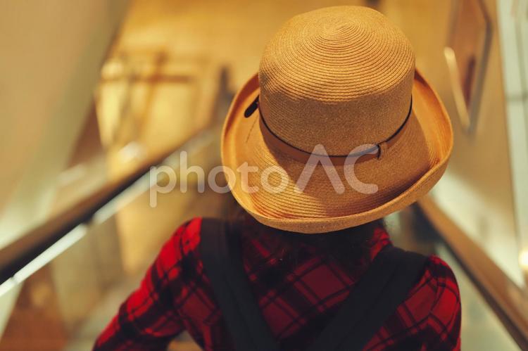 エスカレーターに乗る人 エスカレーター,女性,エスカレータの写真素材