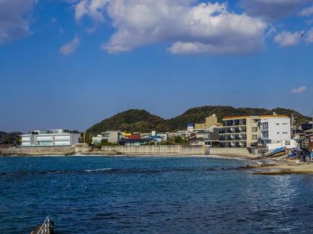 【神奈川県】葉山町・真名瀬海岸 葉山町,真名瀬海岸,富士山の写真素材