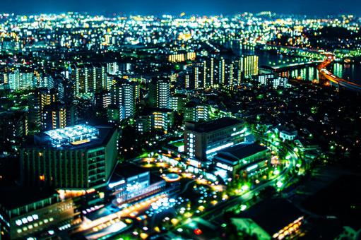 ミニチュア風の都会の夜景 ミニチュア風の都会の夜景の写真
