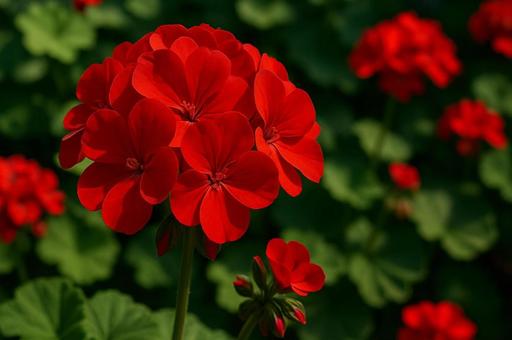 赤いゼラニウムの花アップ・鑑賞植物・自然 赤いゼラニウムの花アップ・鑑賞植物・自然の写真