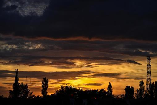 夕焼け 2025/8/18 夕焼け,夕暮れ,夕方の写真素材
