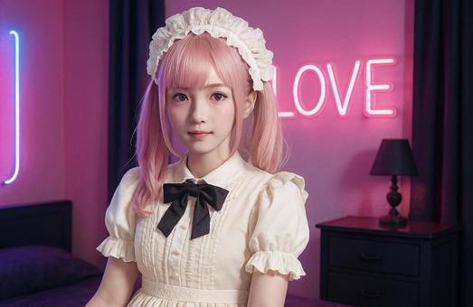 最推し 最推し 女性,ネオン,かわいいの写真素材