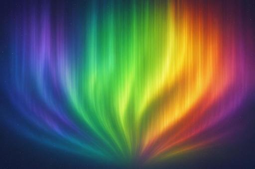 オーロラの光スペクトル（放射状）の写真