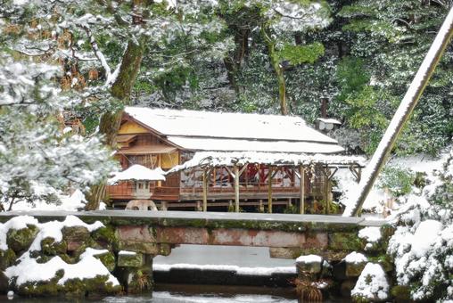雪の兼六園 夕顔亭（石川） 兼六園,夕顔亭,茶室の写真素材