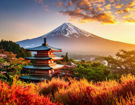 富士山 秋色に染まった景色1 富士山 秋色に染まった景色1の写真