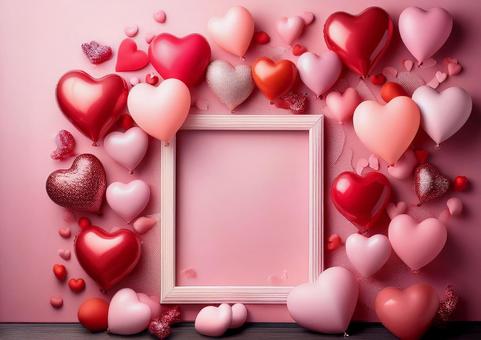 ハートの風船フレームの写真