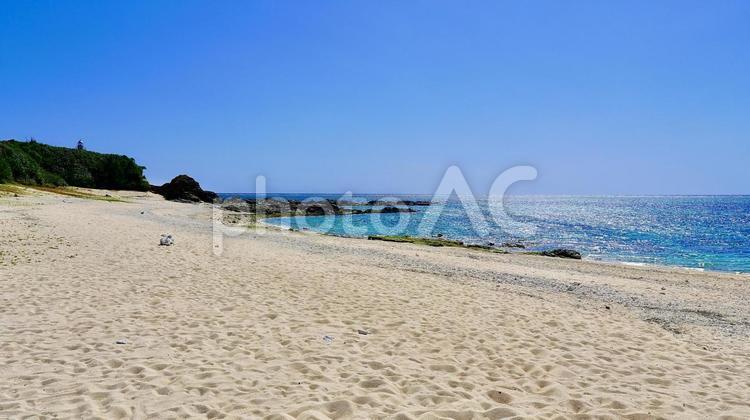 沖縄県伊是名島　快晴の伊是名ビーチ 伊是名,ビーチ,浜の写真素材