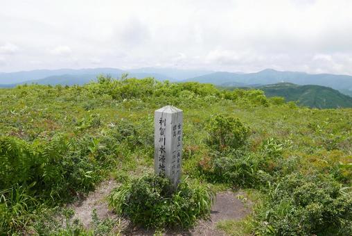 利賀川水源地 利賀川,水源,標柱の写真素材