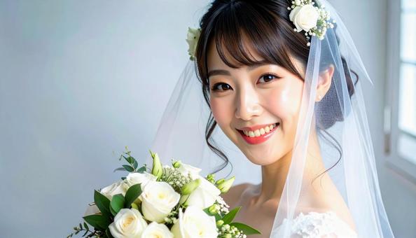 ウエディングドレス姿の花嫁 ブーケ ウエディングドレス姿の花嫁 ブーケの写真