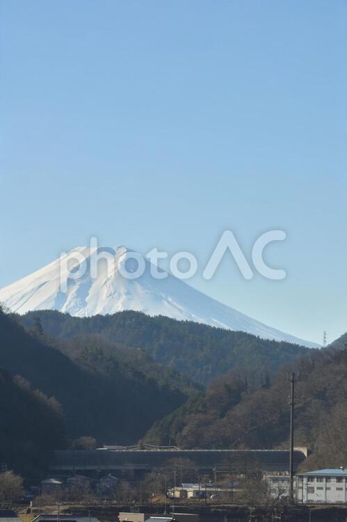 富士山とリニア実験線 富士山,リニアモーターカー,リニア実験線の写真素材