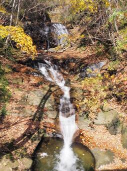 紅葉と滝の写真