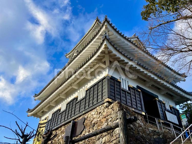 岐阜城天守を見上げる 岐阜城,城,城郭の写真素材