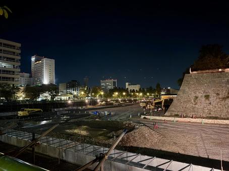 	福井中央公園　福井城跡の工事　 福井城跡,県庁所在地,用水路の写真素材