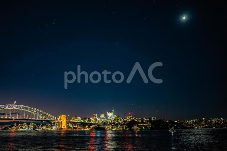 星空のシドニーハーバー シドニー,オペラハウス,星の写真素材